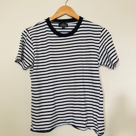 Topshop PETITE Tops - Topshop Petite Tee w/ Blue & White Stripes Sz 0